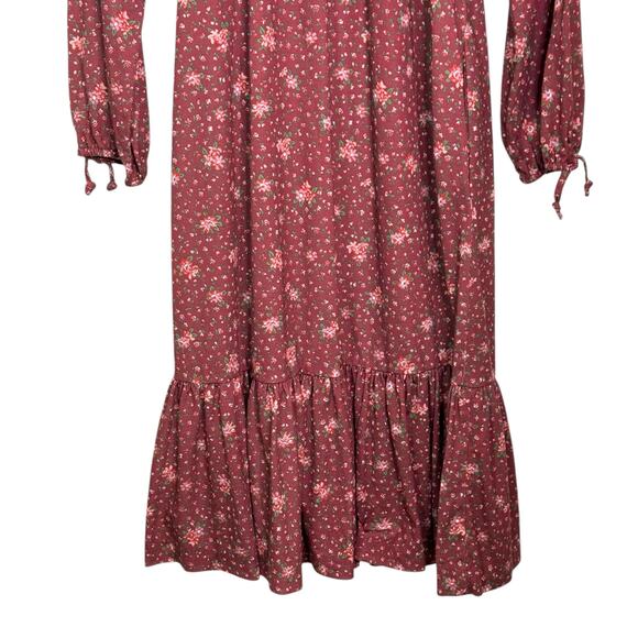 Vtg 1980's Lanz Original Floral Print Tiered Hem Cottage Core Midi Dress - Picture 4 of 8